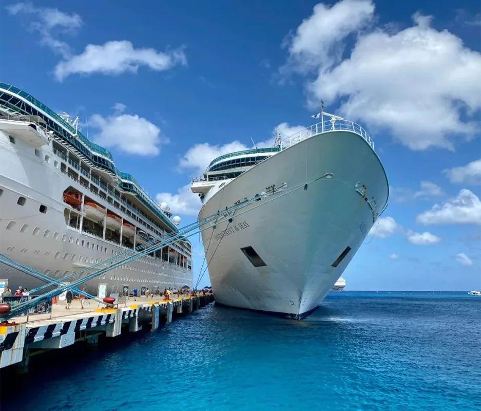 Scenic view of an aluminum boat moored at the dock